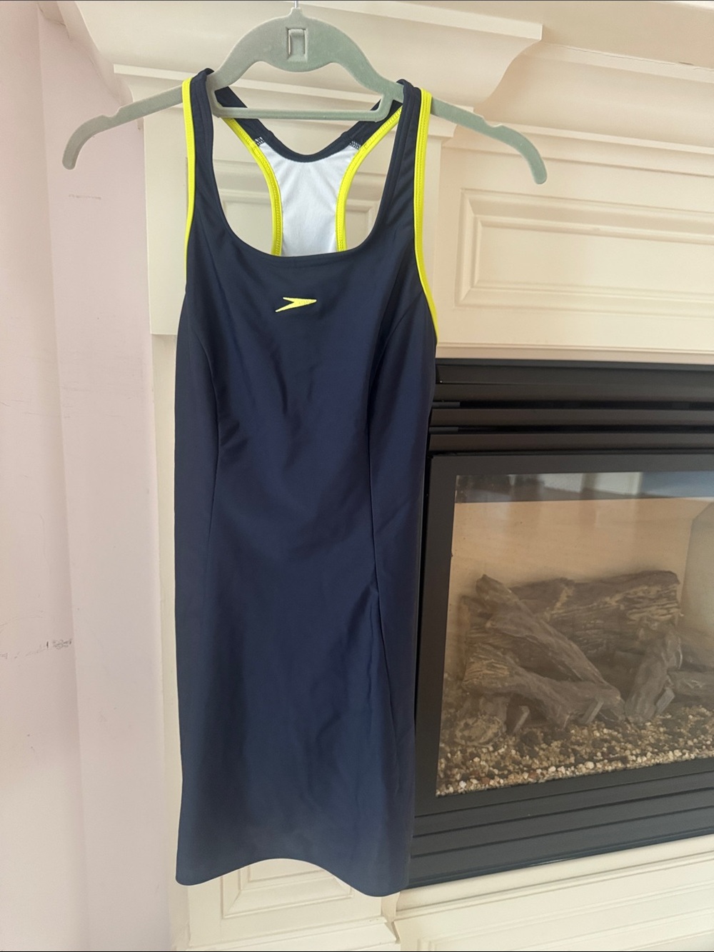 Speedo Navy One-Piece Swimsuit / Tennis outfit with Neon Yellow Trim